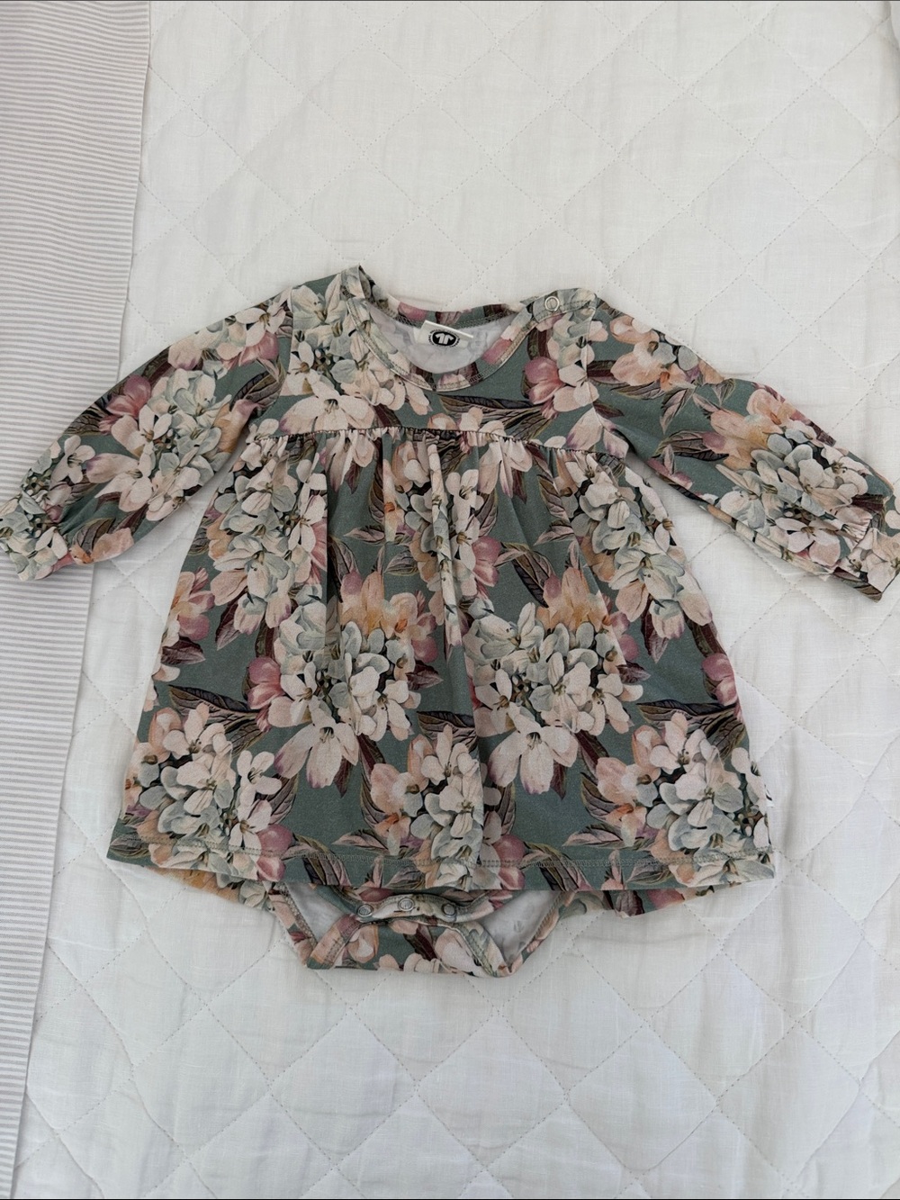 Musli Floral Long Sleeve Baby Dress - Sage Green & Blush